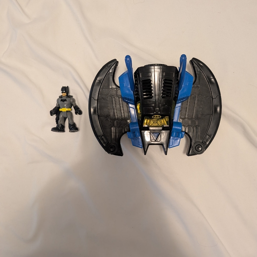 Fisher-Price Blue and Black Batwing Action Playset